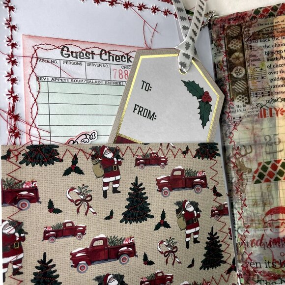 Christmas Junk Journal  With Charm u Washi  Fabric Wrap Tons Ephemera Handmade B - Picture 9 of 16
